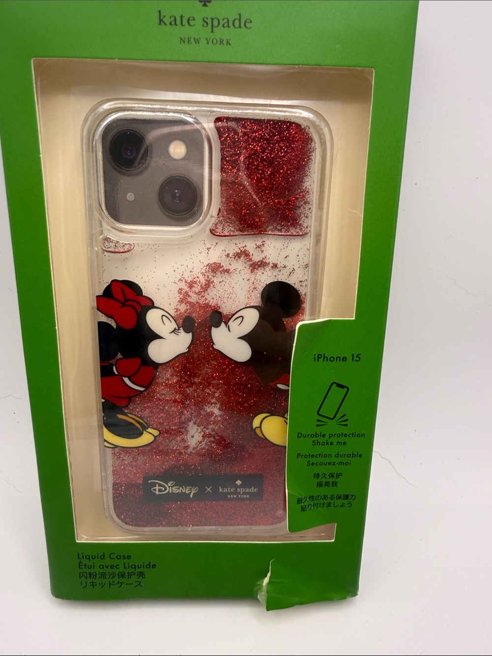 kate spade Disney iPhone 15 Liquid Glitter Case – Red, Black, Yellow